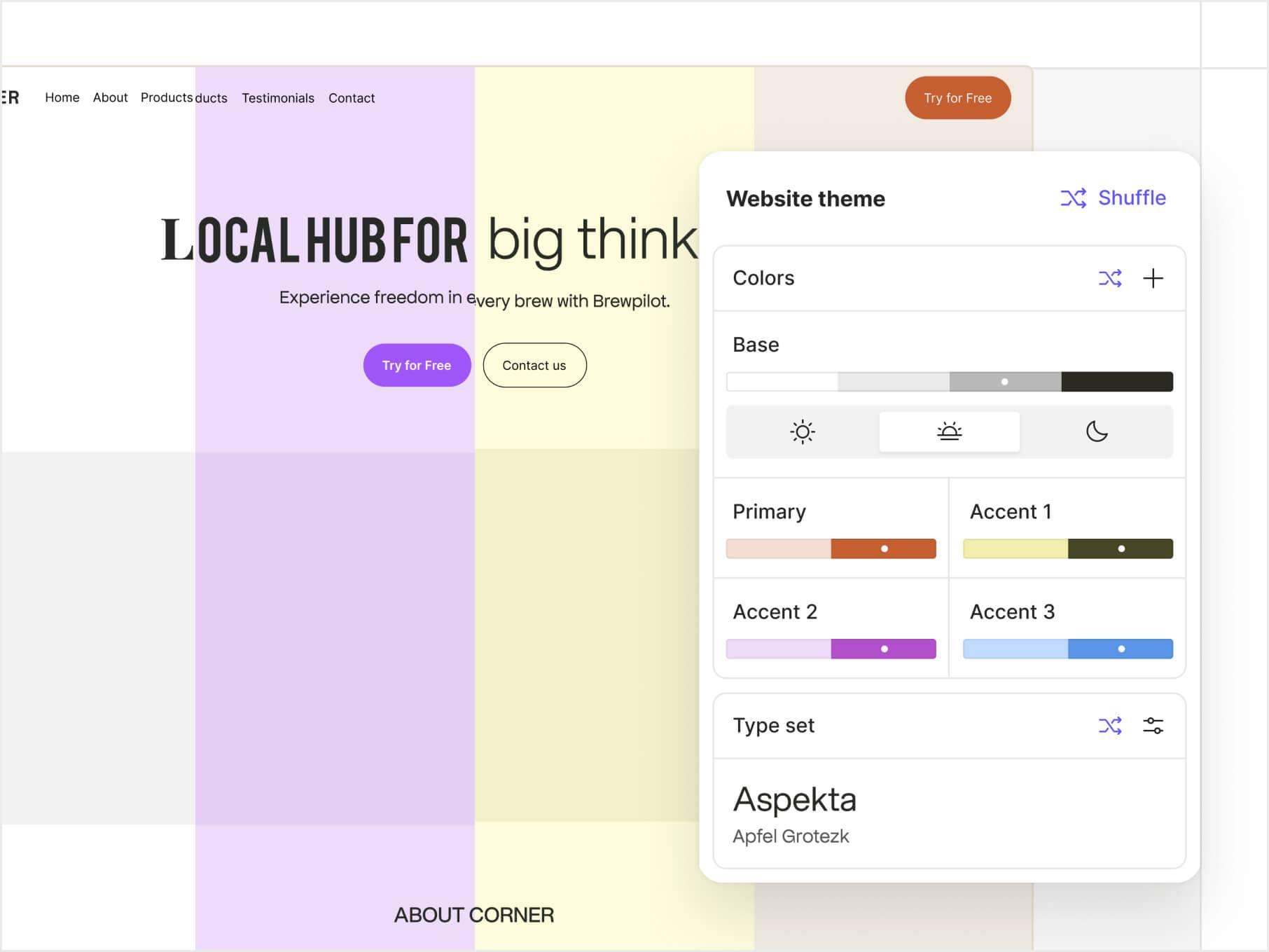 Quickly explore site themes
